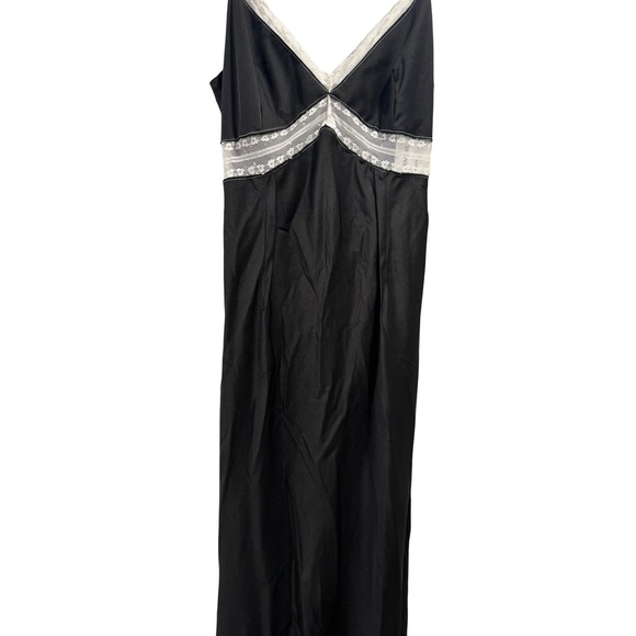 Princess Polly Black Polka Dot Satin Lace Trim Maxi Slip Dress US 8 NEW - Picture 7 of 8